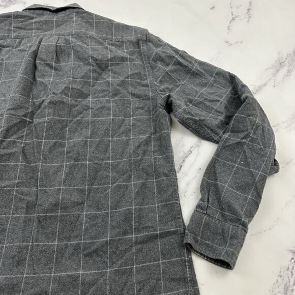 Marine Layer Mens Flannel Shirt Size L Larger Gray Plaid Long Sleeve Button Up - Picture 10 of 12